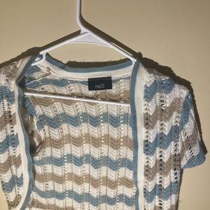 Blue white and brown knitted overshirt for dresses